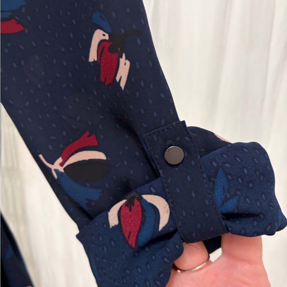 Reitmans Navy Long Sleeve Dress with Geometric design. - Picture 5 of 5